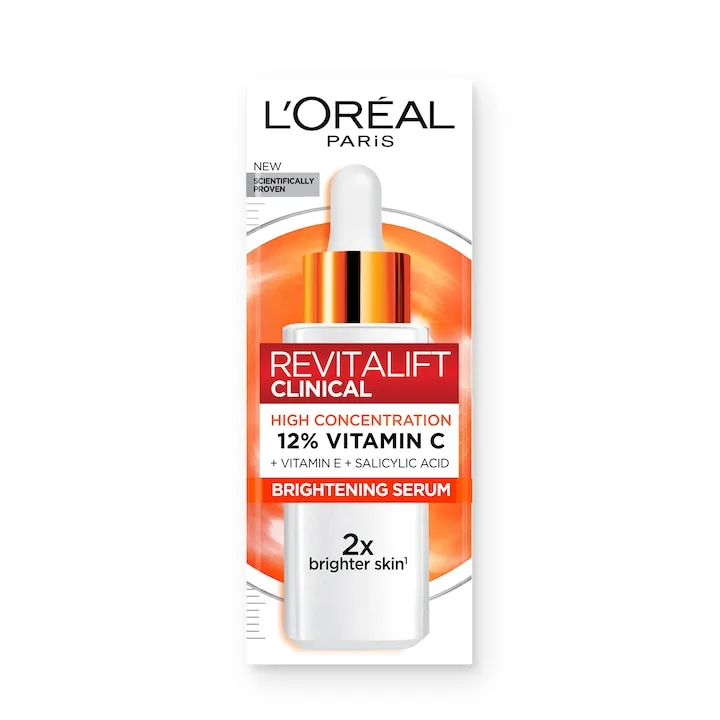 Serum Cu Efect De Luminozitate L’Oréal Paris Revitalift Clinical Cu 12% Vitamina C Pura + Vitamina E Si Acid Salicilic, 30 Ml