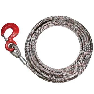 Cablu pentru troliu otelit Ø 8mm - cu carlig culisant