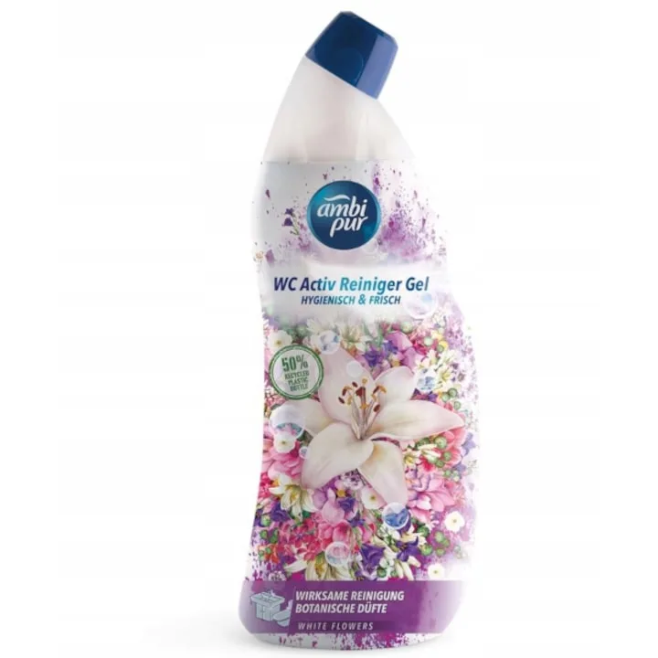 Solutie de curatat vasul de toaleta Ambi Pur White Flowers 750ML